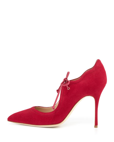 rose suede pumps