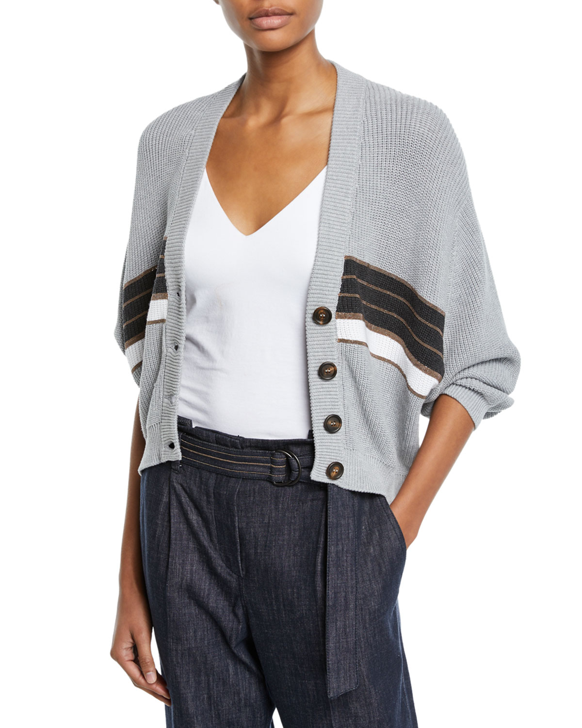 Brunello Cucinelli Monili-Striped V 