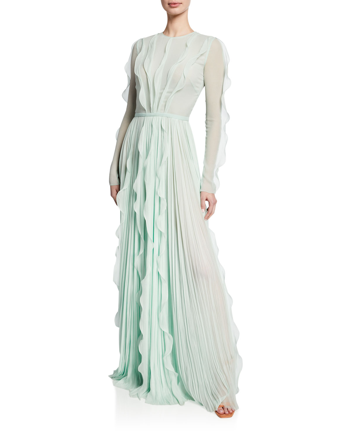 J. Mendel Long-Sleeve Ruffled \u0026 Pleated 