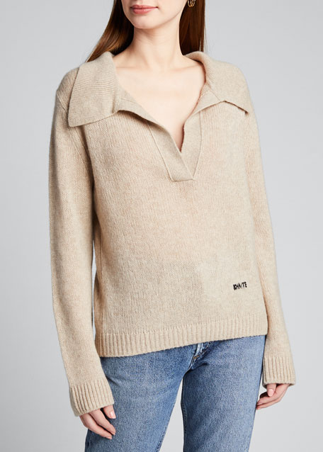 Khaite Marisa V-Neck Polo Sweater 