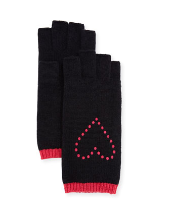 Portolano Fingerless Gloves w/ Heart Embroidery - Bergdorf Goodman