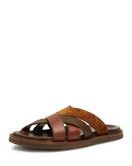 Frye Men's Andrew Leather u0026 Suede Strap Sandal, Brown - Bergdorf Goodman