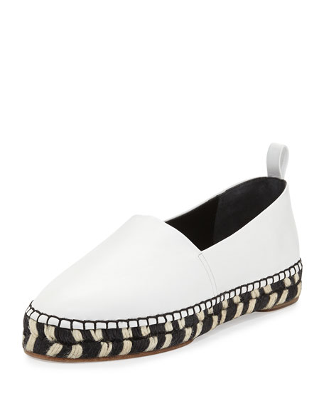 white leather espadrille flats