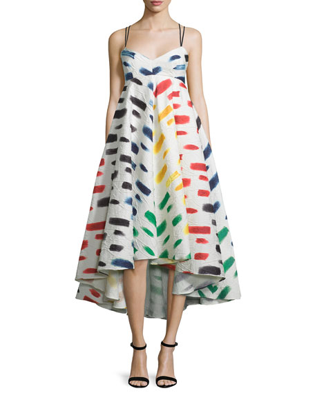 Milly Couture Brushstroke-Print Trapeze 