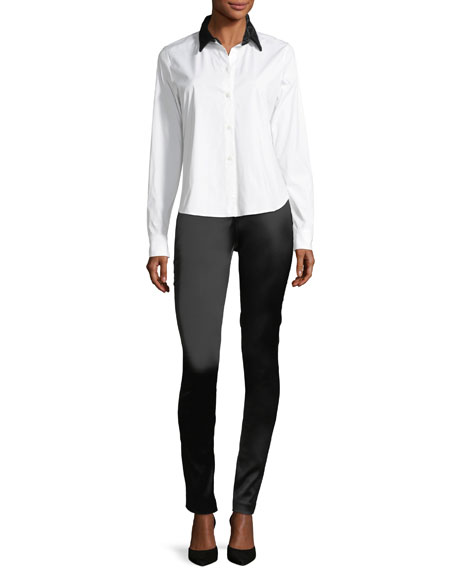 Theory High-Waist Side-Zip Satin 