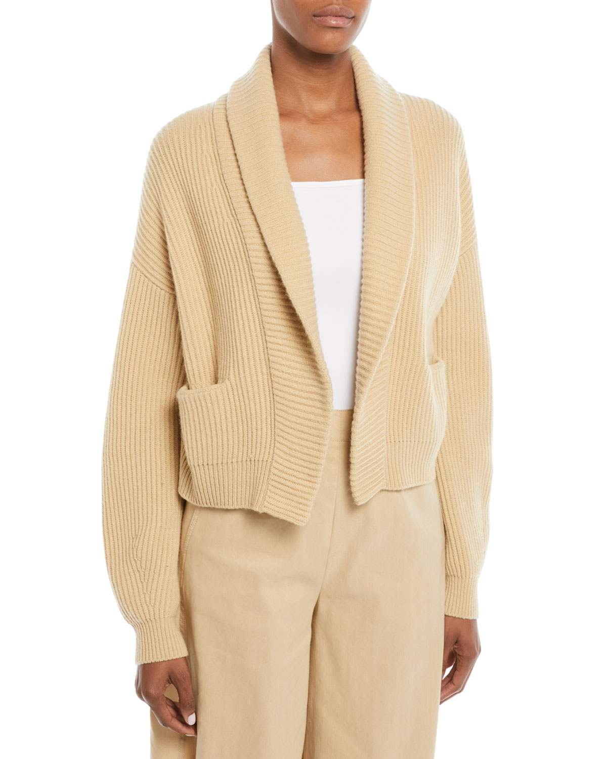 Vince Cropped Shawl-Collar Cardigan 