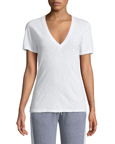 Monrow Oversized V Neck Tee In White