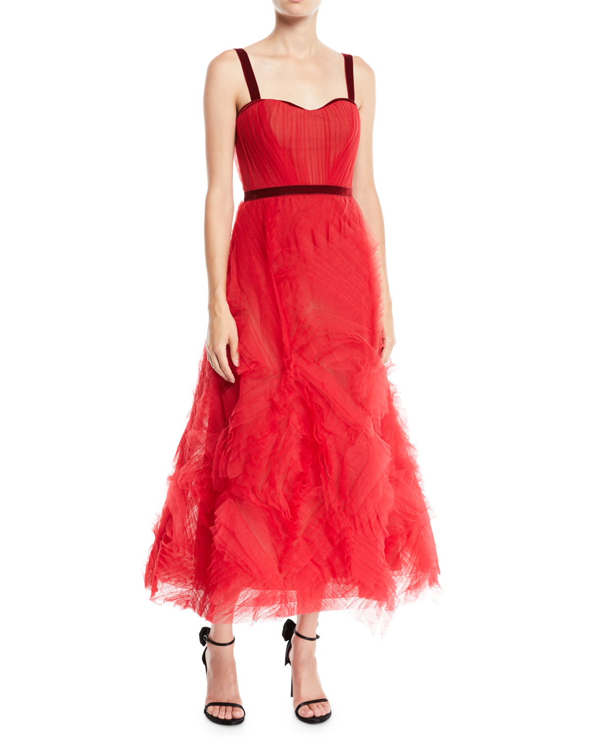 Marchesa Notte Textured Tulle Gown w 