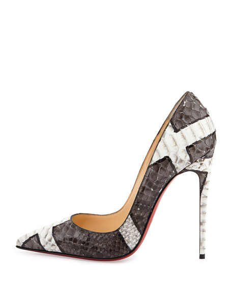 Cl So Kate Python Christian Louboutin So Kate Python Red Sole Pump, Gray/White