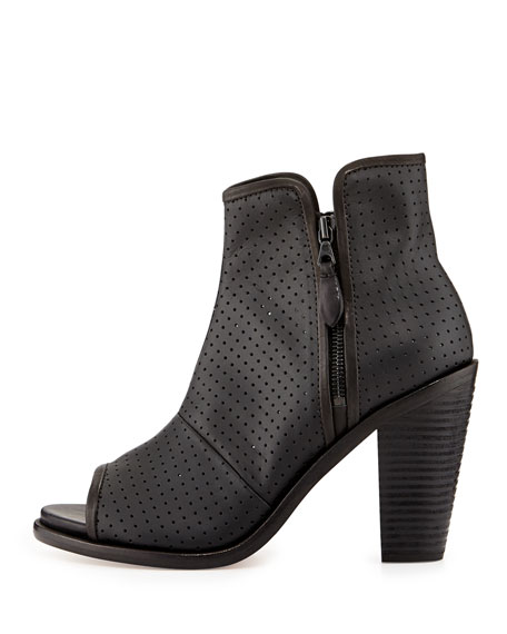 Bone Noelle Peep-Toe Leather Ankle Boot