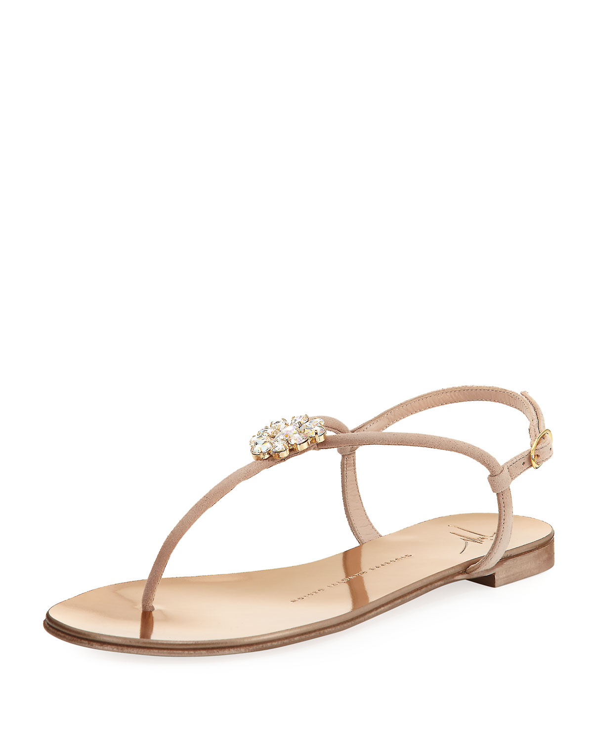 Sandales Plates Giuseppe Zanotti à Strass - Taille 35.5, Cuir, Neuf Avec Emballage