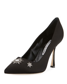 Escarpins Manolo Blahnik GHAZALISI 105 BB - Satin Noir - Talon Haut - Pointures 40,5 / 41 - Neuf Avec Boîte