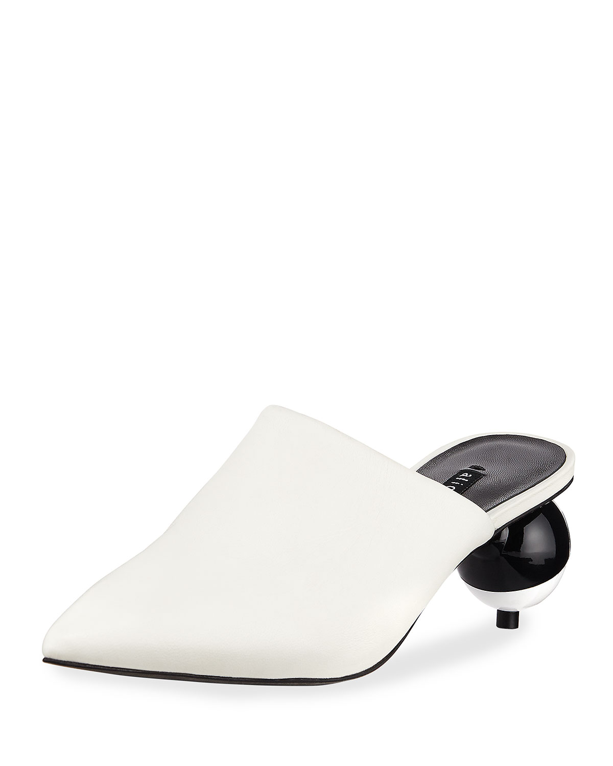Olivia Chrysta Leather Ball-Heel Mule 