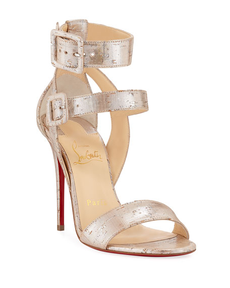 Christian Louboutin Multipot 100 Cork Red Sole Sandals - Bergdorf Goodman