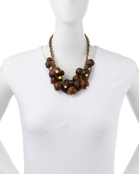Lela Rose Wooden Bauble Bib Necklace