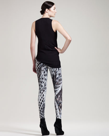 Helmut Lang Pheasant-Print Reflex Leggings