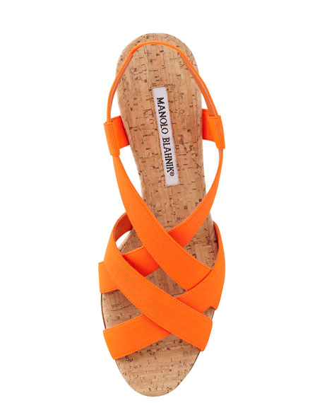 Sandales Manolo Blahnik LASTI Slingback - Talon Médium Liège, Orange, Taille 36.5, Neuf Sans Boîte