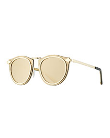 Lunettes De Soleil Karen Walker Superstars Felipe - Monture Or/tortue, Verres Verts - Occasion