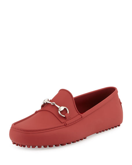 Gucci Rubber Horsebit Driver, Red