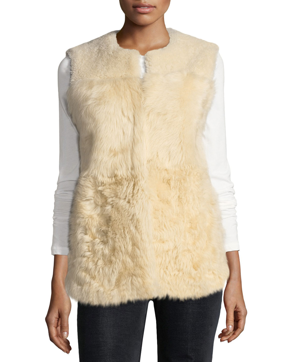 Theory Patchwork Shearling Vest 