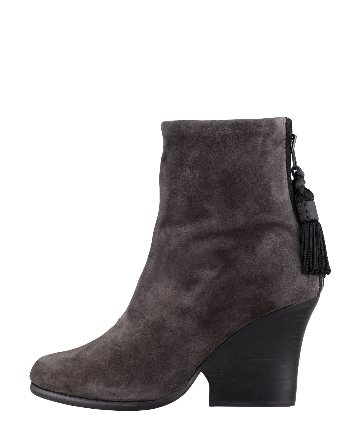 tassel wedge booties