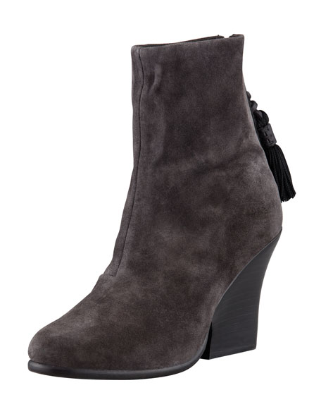 tassel wedge booties