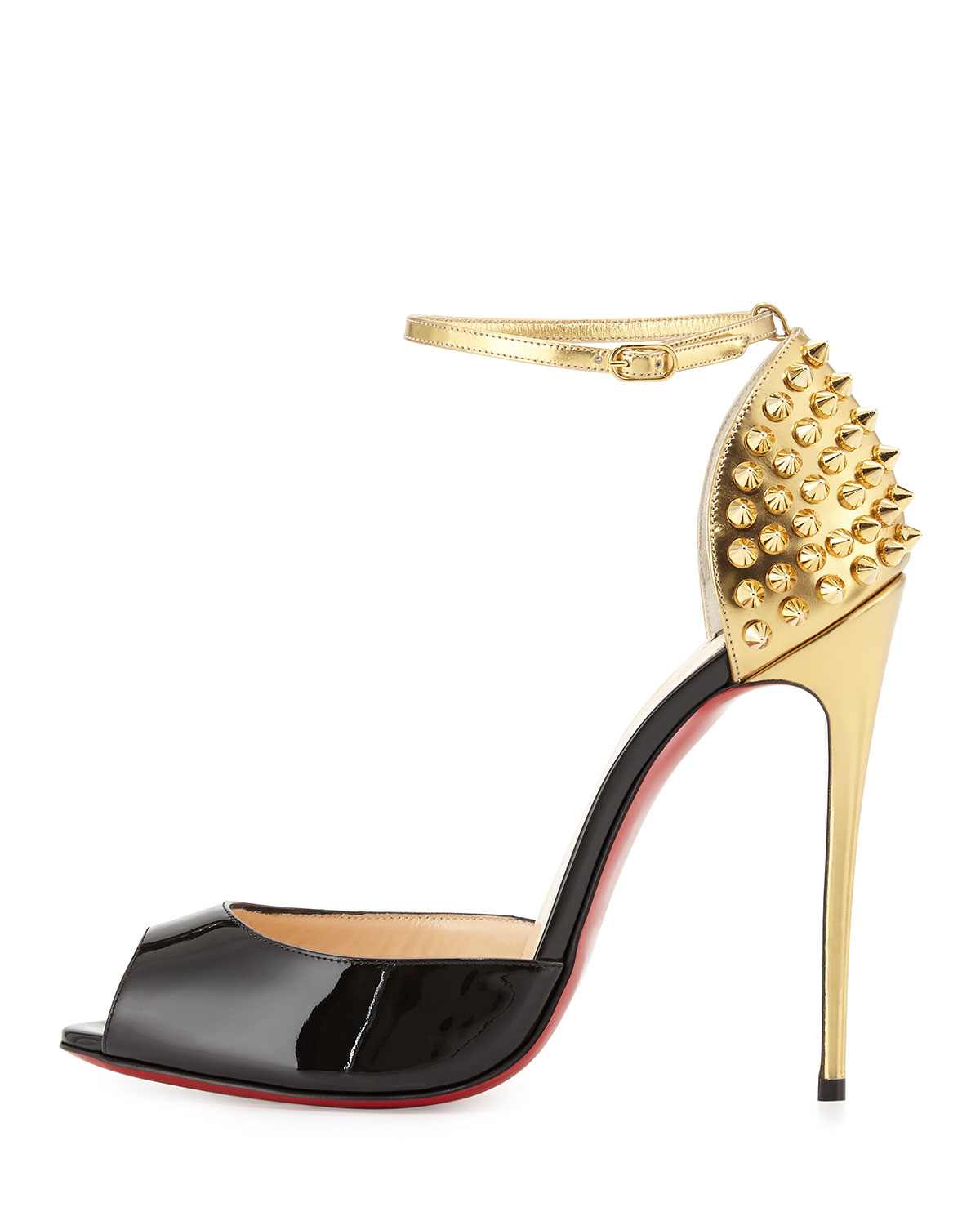 so me red sole spike metallic leather sandals