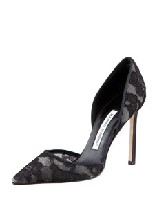 Escarpins Manolo Blahnik Tayler Dorsay - Gris Laser Daim Marine - Pointure 41