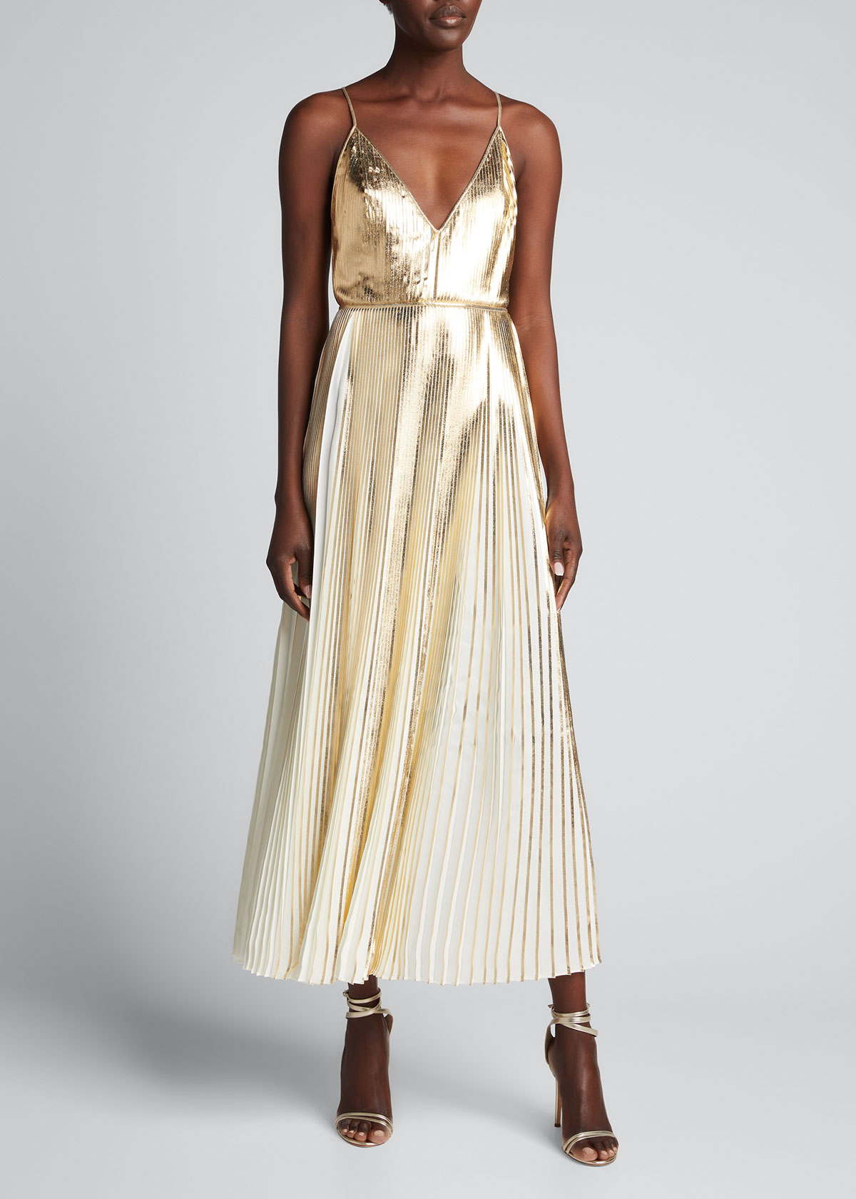 Valentino Metallic Pleated Cross-Back 