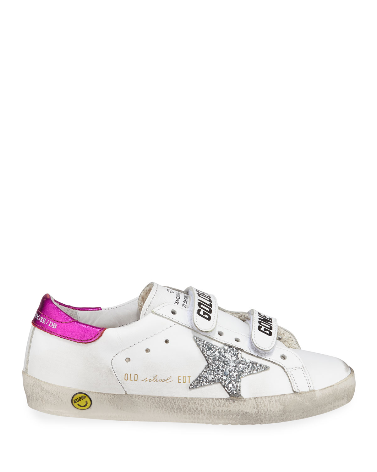 Golden Goose Old School Leather Grip-Strap Sneakers, Toddler/Kids
