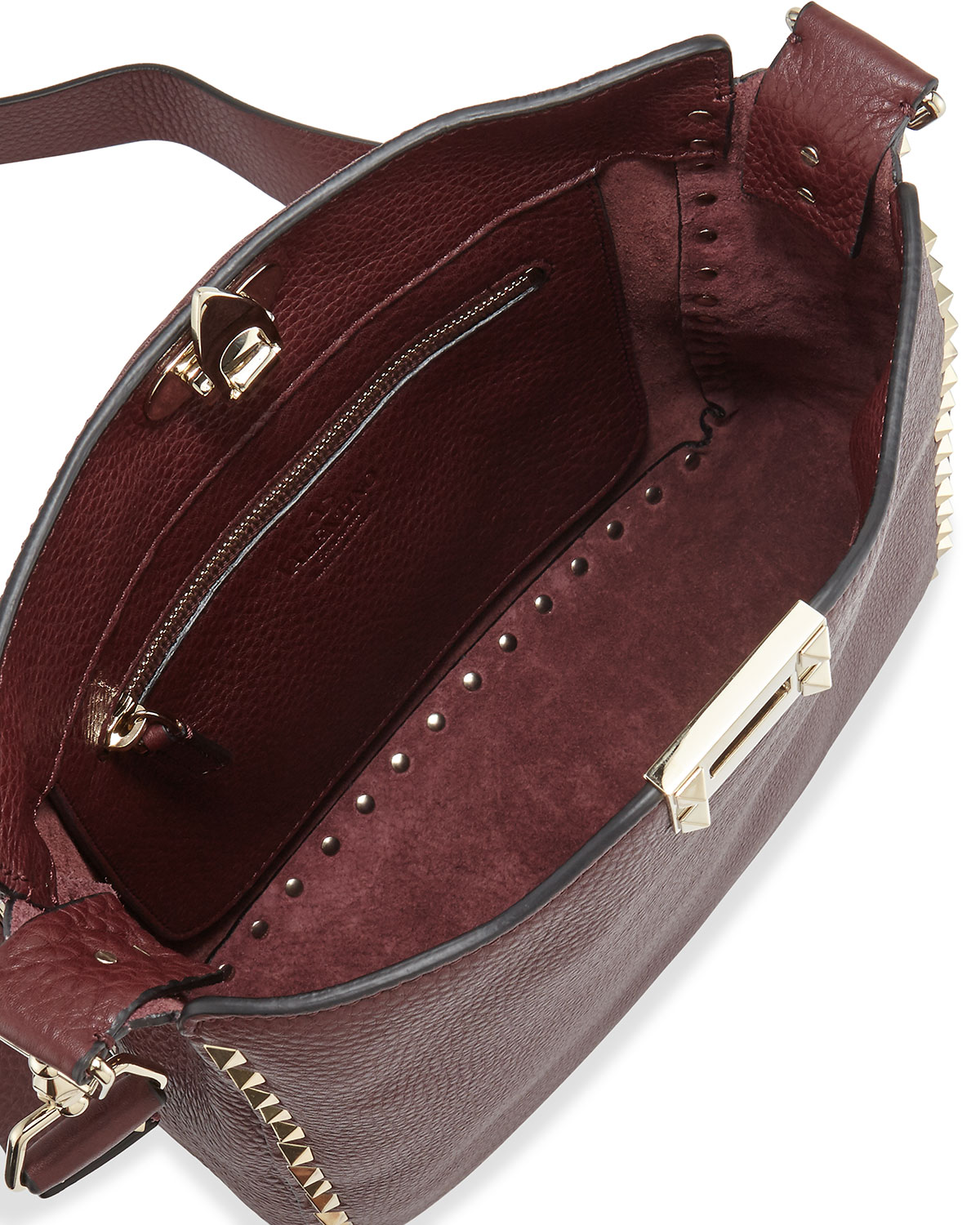 Valentino Garavani Rockstud Small Leather Hobo Bag