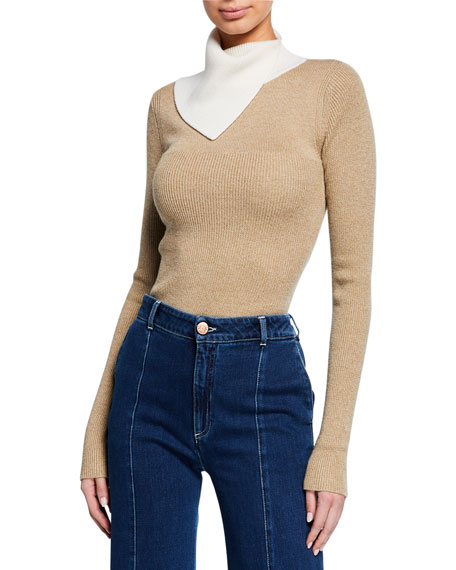 See by Chloe Two-Tone Draped Turtleneck 