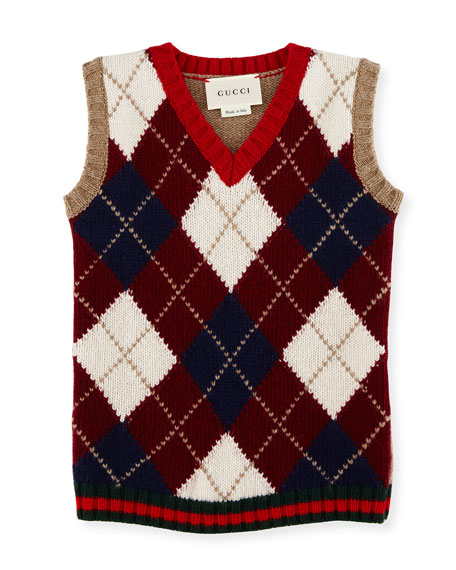 Gucci Gilet Wool Argyle Sweater Vest 