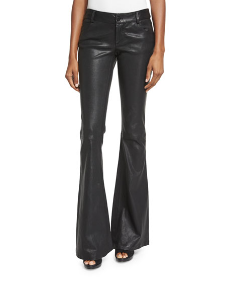 Alice + Olivia Leather Flare Pants 